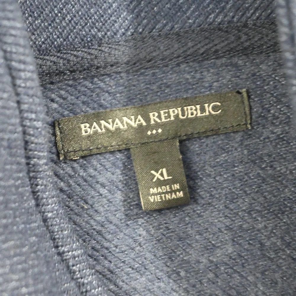 Banana Republic Shawl Neck Sweater Men XL Blue Cotton Blend Long Sleeve Pullover